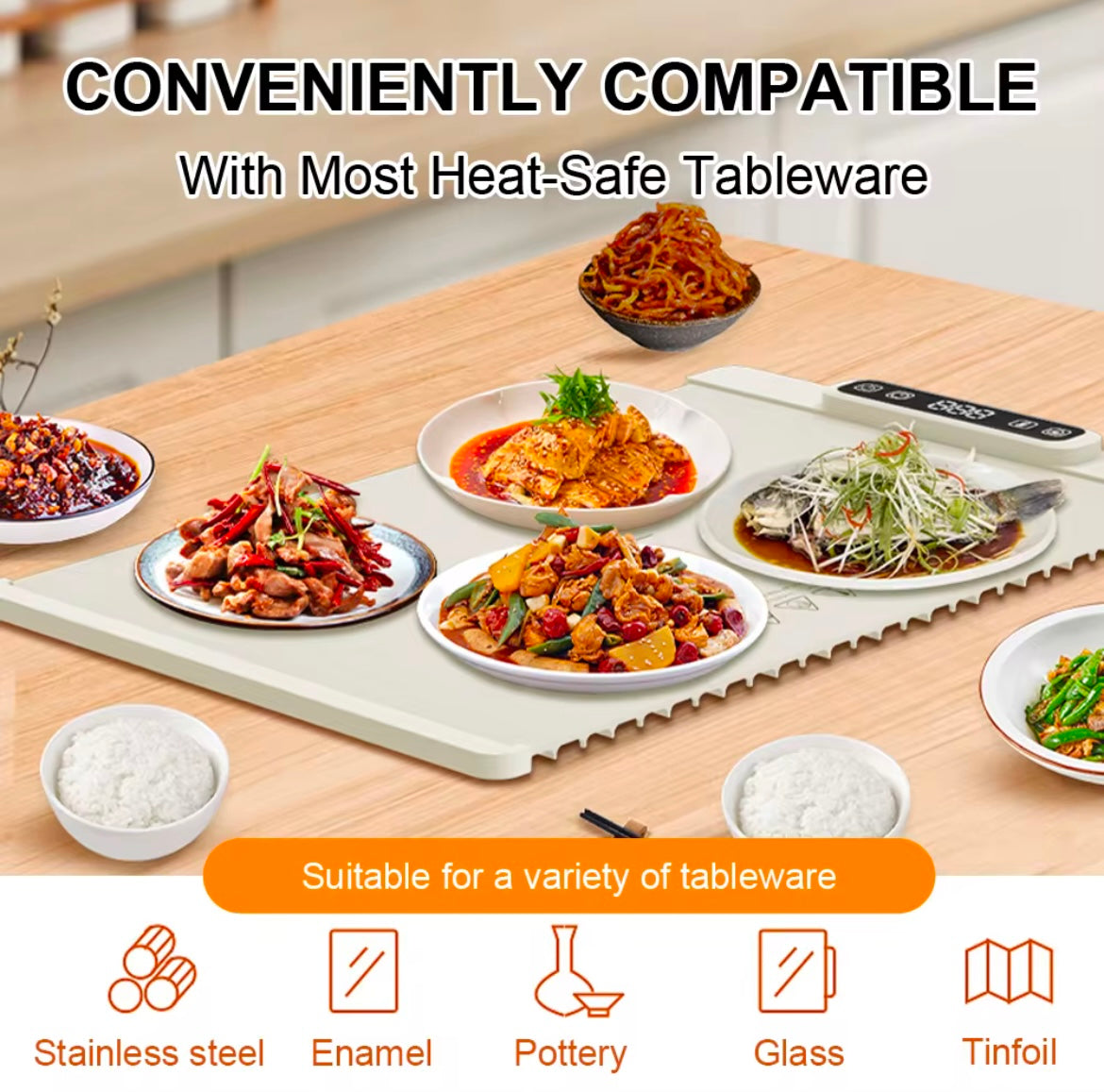 Smart Folding Electric Food Warming Mat Portable Warming